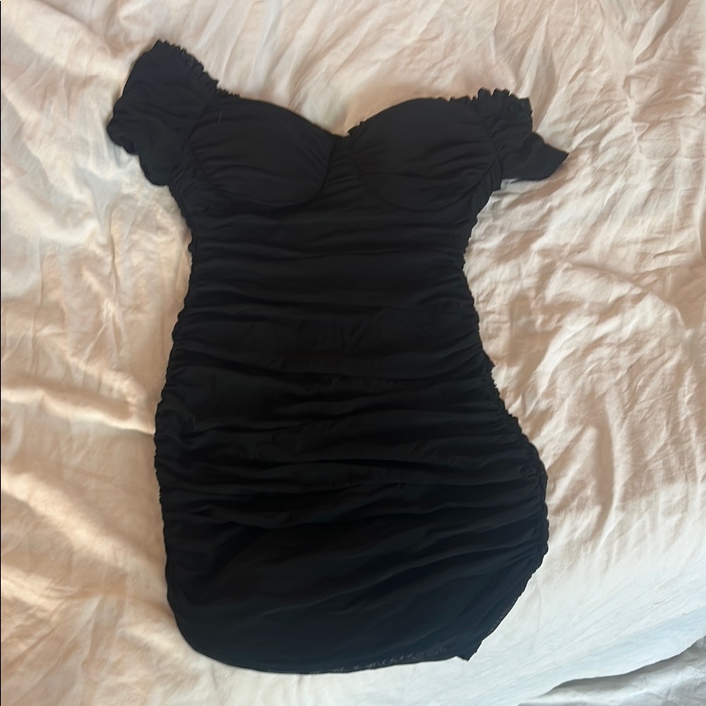 Elegant Black Ruched Dress